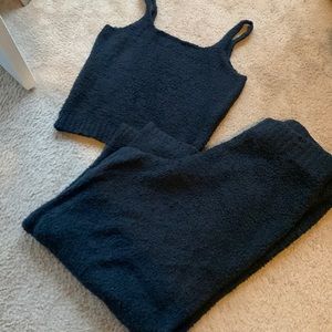 Skims Black Cozy Knit Lounge wear set